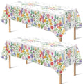 Spring Party Decorations - Spring Decorations for Home - 2 Pack Disposable Plastic Tablecloth | Floral