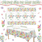 Spring Party Decorations - Spring Decorations for Home - 2 Pack Disposable Plastic Tablecloth | Floral, alternate view 3