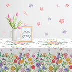 Spring Party Decorations - Spring Decorations for Home - 2 Pack Disposable Plastic Tablecloth | Floral, alternate view 6