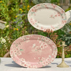 Spring Sakura 16 plus 14 inch Ceramic Oval Platters Set, Set of 2, Microwave & Dishwasher Safe, for Serving, alternate view 2