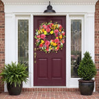 Spring Summer Wreath for Front Door 22 Inch Artificial Peony Wreath with Colorful Silk Wild Flowers Eucalyptus, alternate