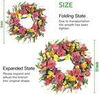 Spring Summer Wreath for Front Door 22 Inch Artificial Peony Wreath with Colorful Silk Wild Flowers Eucalyptus, alternate