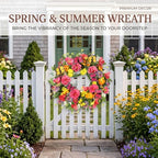 Spring Summer Wreath for Front Door 22 Inch Artificial Peony Wreath with Colorful Silk Wild Flowers Eucalyptus, alternate