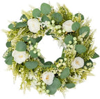 Spring Summer Wreaths for Front Door Artificial Rose Eucalyptus Berries Green Wreath Spring Summer Door Wreath