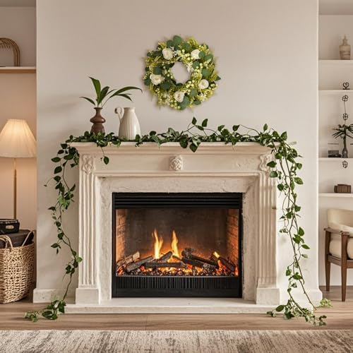 Spring Summer Wreaths for Front Door Artificial Rose Eucalyptus Berries Green Wreath Spring Summer Door Wreath, alternate