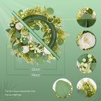 Spring Summer Wreaths for Front Door Artificial Rose Eucalyptus Berries Green Wreath Spring Summer Door Wreath, alternate