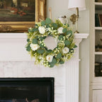 Spring Summer Wreaths for Front Door Artificial Rose Eucalyptus Berries Green Wreath Spring Summer Door Wreath, alternate