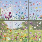 Spring Window Clings for Glass Windows Easter, 132pcs Flower Window Clings Butterfly Floral Decorations, 9
