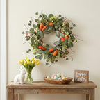 Spring Wreath Artificial Carrot Eucalyptus Wreath 22IN, Orange Green White, Spring Easter Summer Front Door Wall, alternate