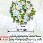 Spring Wreath Artificial Hydrangea Eucalyptus 20IN, Light Blue White Green, Spring Easter Summer Front Door Wall, alternate