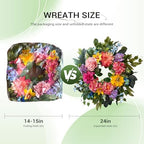 Spring Wreaths for Front Door, 24 Inch Spring Door Wreath with Yellow Dahlia, Pink Hydrangea Dahlia Peony Flower, alternate