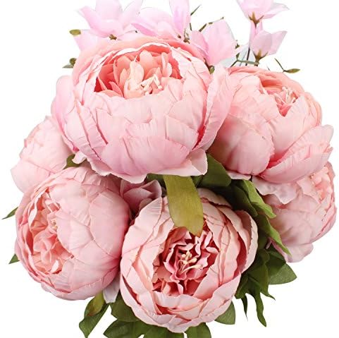 Springs Flowers Artificial Silk Peony Bouquets Wedding Home Decoration, Pack of 1 (Spring Light Pink) in Spring