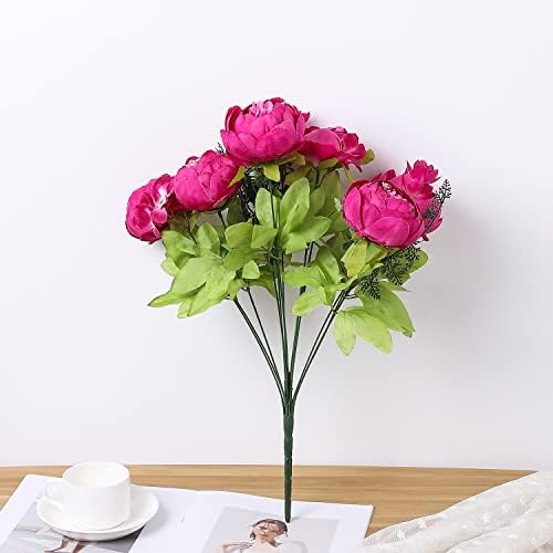 Springs Flowers Artificial Silk Peony Bouquets Wedding Home Decoration, Pack of 1 (Spring Hot Pink) in Spring, alternate view