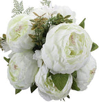 Springs Flowers Artificial Silk Peony Bouquets Wedding Home Decoration, Pack of 1 (Spring White) in Spring White