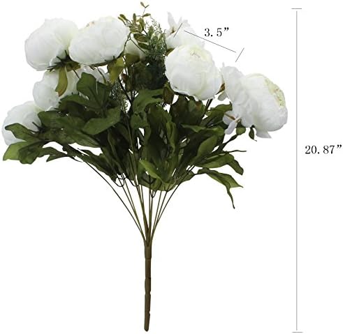 Springs Flowers Artificial Silk Peony Bouquets Wedding Home Decoration, Pack of 1 (Spring White) in Spring White, alternate