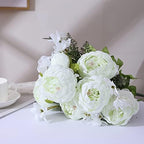 Springs Flowers Artificial Silk Peony Bouquets Wedding Home Decoration, Pack of 1 (Spring White) in Spring White, alternate