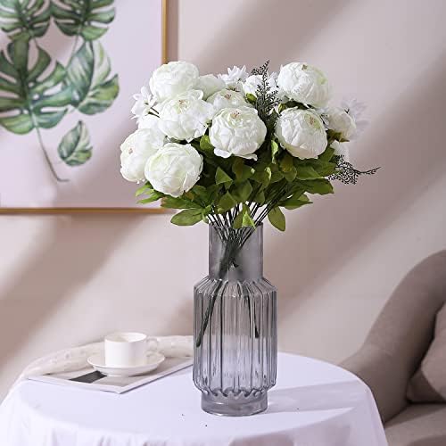 Springs Flowers Artificial Silk Peony Bouquets Wedding Home Decoration, Pack of 1 (Spring White) in Spring White, alternate