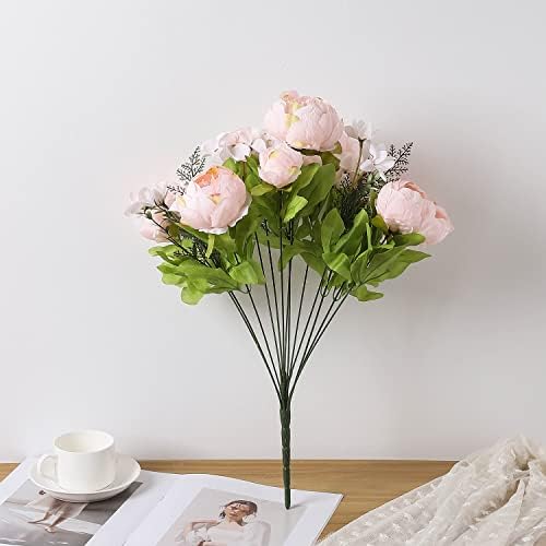 Springs Flowers Artificial Silk Peony Bouquets Wedding Home Decoration, Pack of 1 (Spring Pure Pink) in Spring, alternate