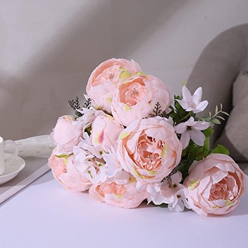 Springs Flowers Artificial Silk Peony Bouquets Wedding Home Decoration, Pack of 1 (Spring Pure Pink) in Spring, alternate