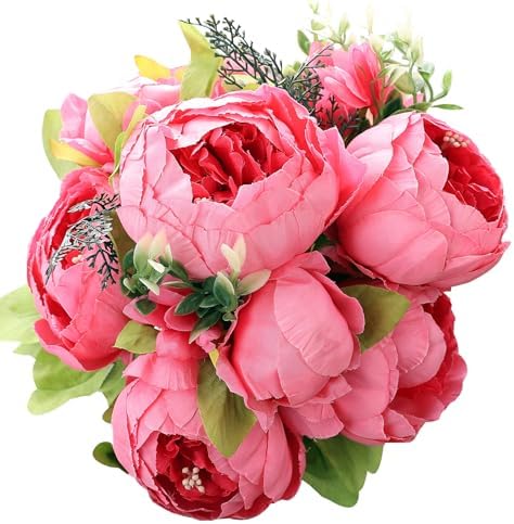 Springs Flowers Artificial Silk Peony Bouquets Wedding Home Decoration, Pack of 1 (Spring Pink) in Spring Pink