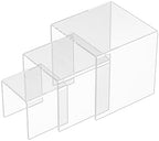 Square Acrylic Display Risers 3pcs, Clear Showcase Shelves for Collectibles, Funko Pop Figures, Perfumes