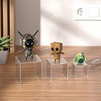 Square Acrylic Display Risers 3pcs, Clear Showcase Shelves for Collectibles, Funko Pop Figures, Perfumes, alternate view 2