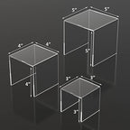 Square Acrylic Display Risers 3pcs, Clear Showcase Shelves for Collectibles, Funko Pop Figures, Perfumes, alternate view 3