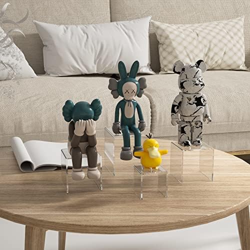 Square Acrylic Display Risers 3pcs, Clear Showcase Shelves for Collectibles, Funko Pop Figures, Perfumes, alternate view 4