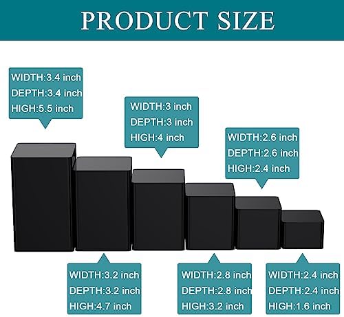 Square Acrylic Risers Display Stands, Black, 12 Pcs in Black, alternate view 2