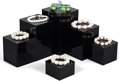 Square Acrylic Risers Display Stands, Black, 12 Pcs in Black, alternate view 5