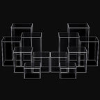 Square Acrylic Risers Display Stands, Clear, 12 in Clear