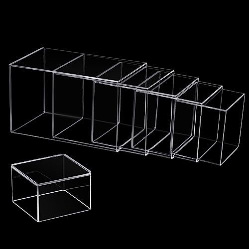 Square Acrylic Risers Display Stands, Clear, 12 in Clear, alternate view 3