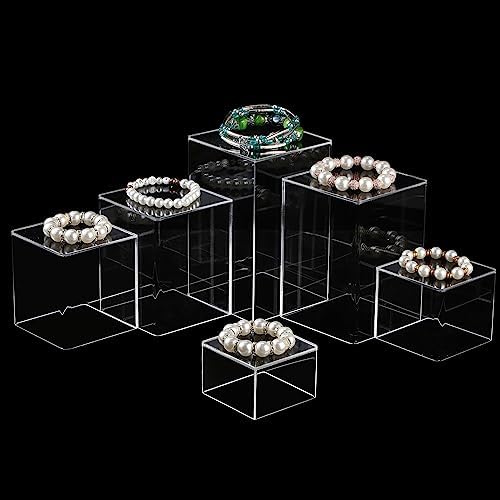 Square Acrylic Risers Display Stands, Clear, 12 in Clear, alternate view 5