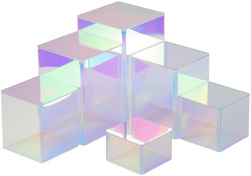 Square Acrylic Risers Display Stands, Colorful, 12 Pcs in Colorful