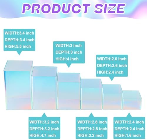 Square Acrylic Risers Display Stands, Colorful, 12 Pcs in Colorful, alternate view 2
