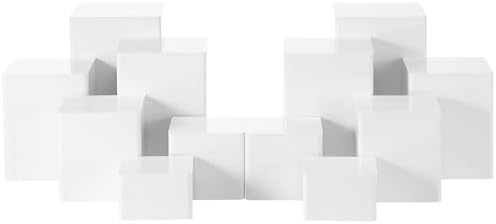 Square Acrylic Risers Display Stands, White, 12 Pcs in White