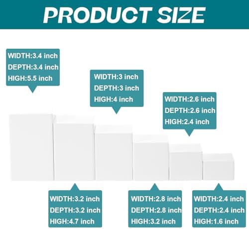 Square Acrylic Risers Display Stands, White, 12 Pcs in White, alternate view 2