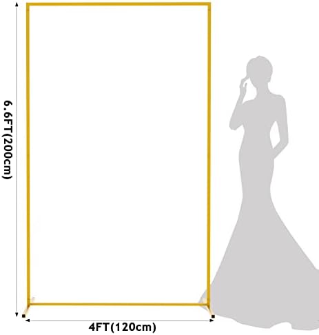 Square Backdrop Stand Gold Metal Wedding Arch Stand 6.6FT x 4FT, alternate view 3