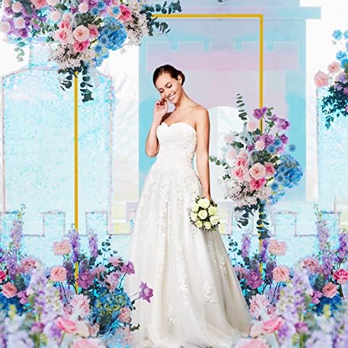 Square Backdrop Stand Gold Metal Wedding Arch Stand 6.6FT x 4FT, alternate view 6