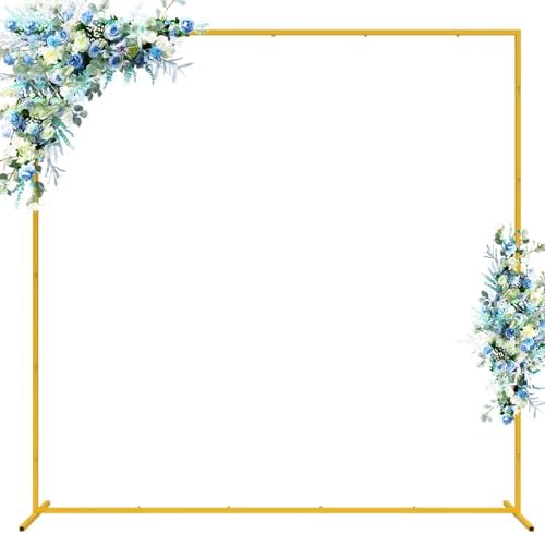 Square Backdrop Stand Gold Metal Wedding Arch Stand 6.6FT x 6.6FT