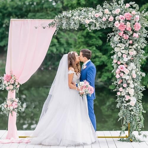 Square Backdrop Stand Gold Metal Wedding Arch Stand 6.6FT x 6.6FT, alternate view 2