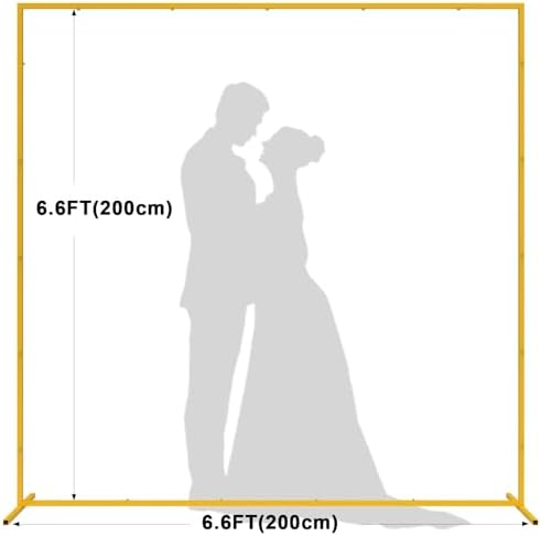 Square Backdrop Stand Gold Metal Wedding Arch Stand 6.6FT x 6.6FT, alternate view 3