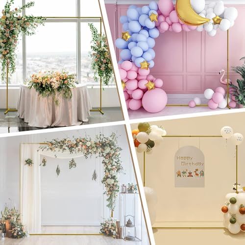 Square Backdrop Stand Gold Metal Wedding Arch Stand 6.6FT x 6.6FT, alternate view 6