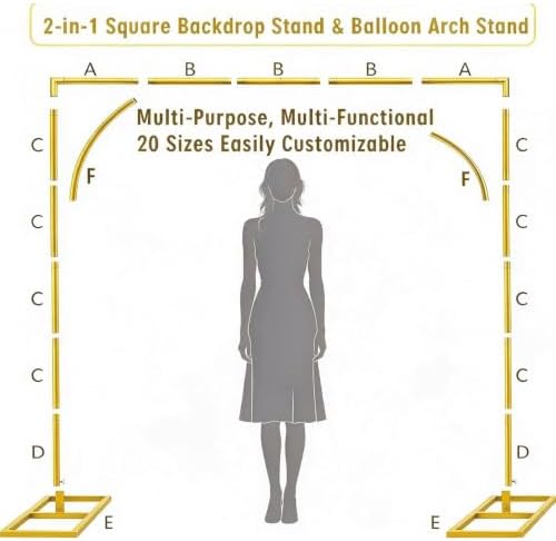 Square Balloon Arch Stand 6.6FT Metal Party Backdrop Frame 2-in-1 Wedding Arch for Birthday Baby Shower Decor in, alternate