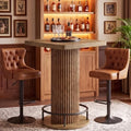 Square Bar Table, 39.4" H Bistro Pub Table with Metal Footrest