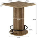 Square Bar Table, 39.4" H Bistro Pub Table with Metal Footrest, alternate view 2
