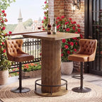 Square Bar Table, 39.4" H Bistro Pub Table with Metal Footrest, alternate view 3