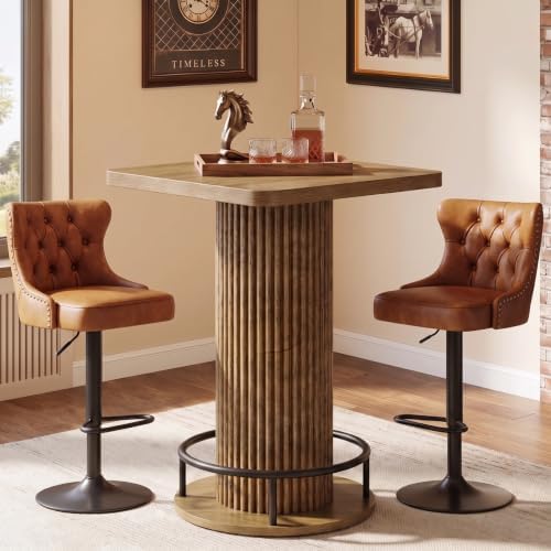 Square Bar Table, 39.4" H Bistro Pub Table with Metal Footrest, alternate view 4