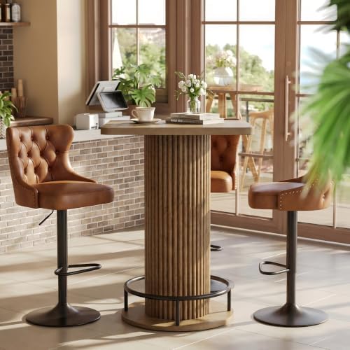Square Bar Table, 39.4" H Bistro Pub Table with Metal Footrest, alternate view 5
