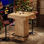 Square Bar Table, Kitchen Dining Table, Industrial Counter Height Pub Cocktail Table Home Bar Unit with Metal, alternate view